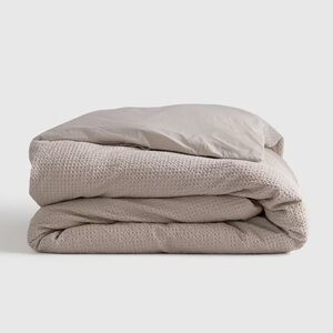 NWOT QUINCE Organic Luxe Honeycomb Duvet Cover Twin Sand 5573